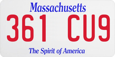 MA license plate 361CU9