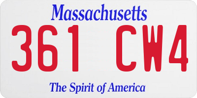 MA license plate 361CW4