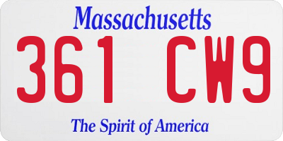 MA license plate 361CW9