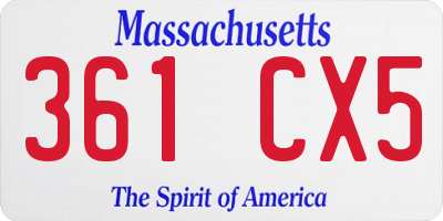 MA license plate 361CX5