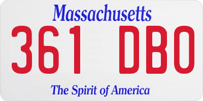 MA license plate 361DB0