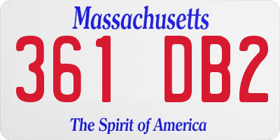 MA license plate 361DB2
