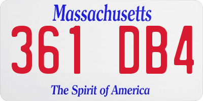MA license plate 361DB4