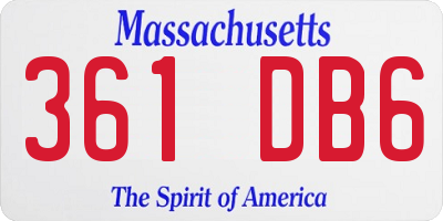 MA license plate 361DB6