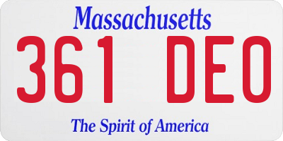MA license plate 361DE0