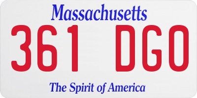 MA license plate 361DG0