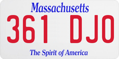 MA license plate 361DJ0