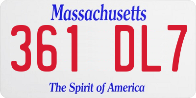 MA license plate 361DL7
