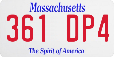 MA license plate 361DP4