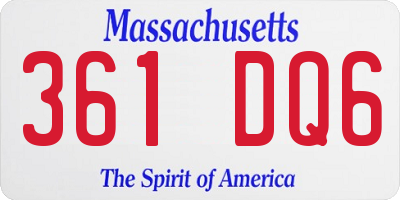 MA license plate 361DQ6