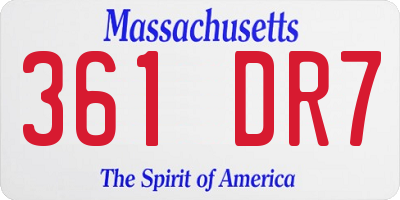 MA license plate 361DR7