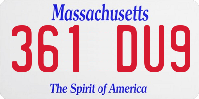 MA license plate 361DU9