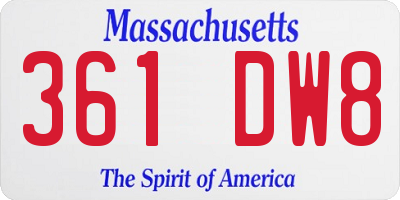 MA license plate 361DW8