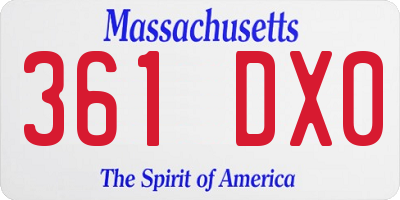 MA license plate 361DX0