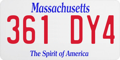 MA license plate 361DY4