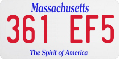 MA license plate 361EF5
