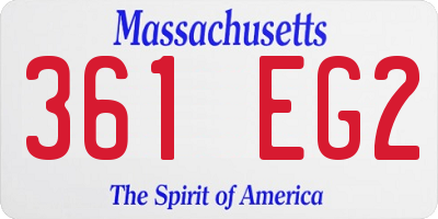 MA license plate 361EG2