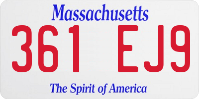 MA license plate 361EJ9