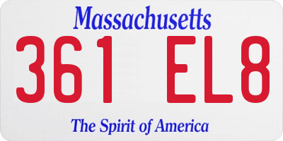 MA license plate 361EL8