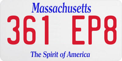 MA license plate 361EP8