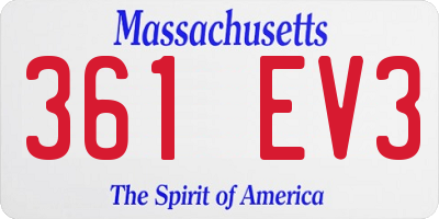 MA license plate 361EV3