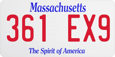 MA license plate 361EX9