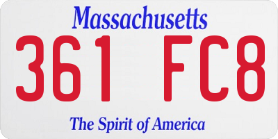 MA license plate 361FC8