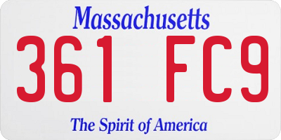 MA license plate 361FC9
