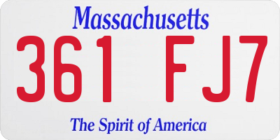 MA license plate 361FJ7
