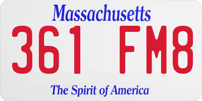 MA license plate 361FM8