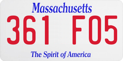 MA license plate 361FO5