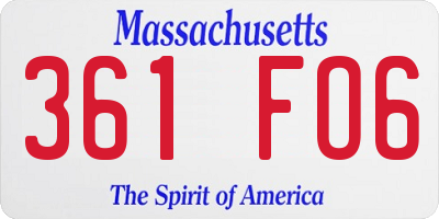 MA license plate 361FO6