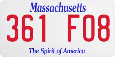 MA license plate 361FO8