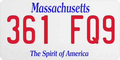 MA license plate 361FQ9
