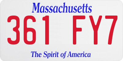 MA license plate 361FY7