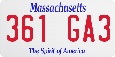 MA license plate 361GA3