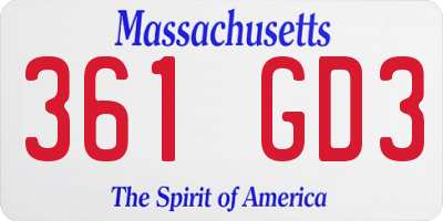 MA license plate 361GD3