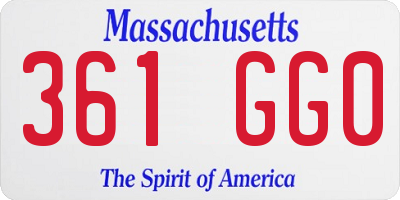 MA license plate 361GG0