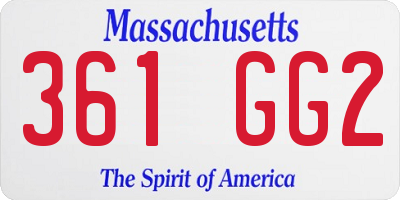 MA license plate 361GG2