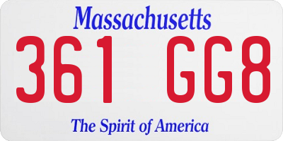 MA license plate 361GG8