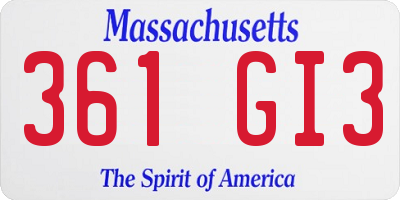 MA license plate 361GI3