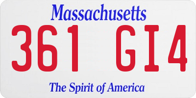 MA license plate 361GI4