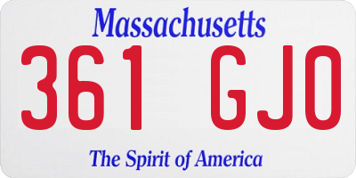 MA license plate 361GJ0