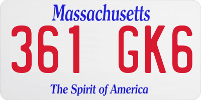 MA license plate 361GK6