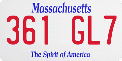 MA license plate 361GL7