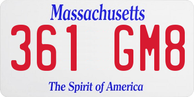 MA license plate 361GM8