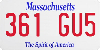 MA license plate 361GU5