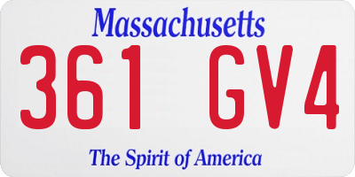 MA license plate 361GV4