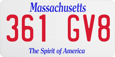 MA license plate 361GV8