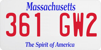 MA license plate 361GW2